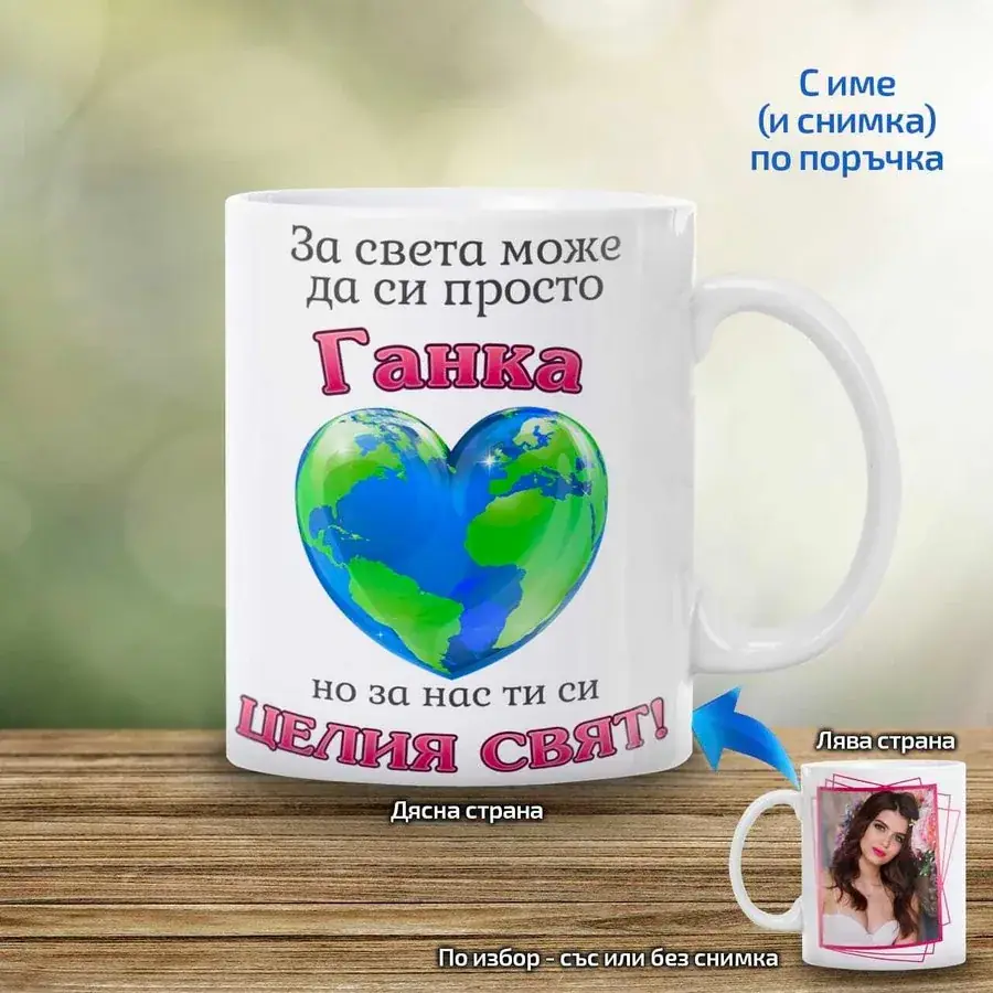 Чаша за жена "За света може да си просто ..., но за нас ти си целия свят!"
