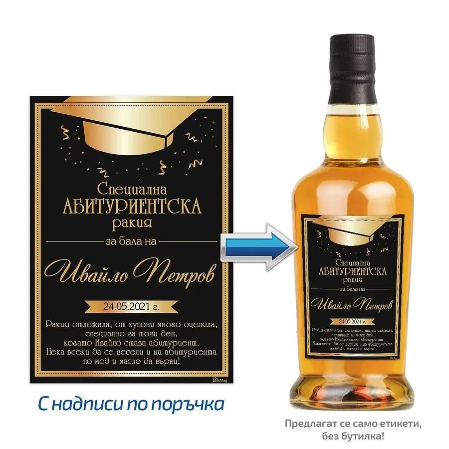 Етикет за абитуриентска ракия дизайн 1