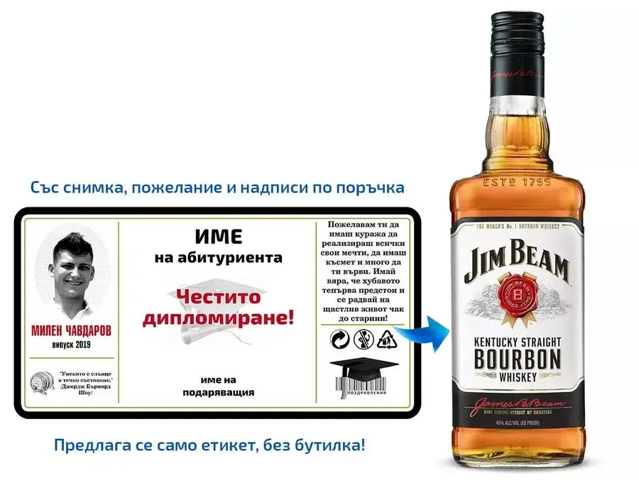 Персонализиран етикет за уиски за дипломиране (абитуриенти)