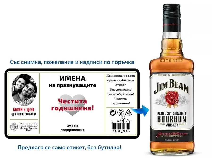 Персонализиран етикет за уиски за годишнина