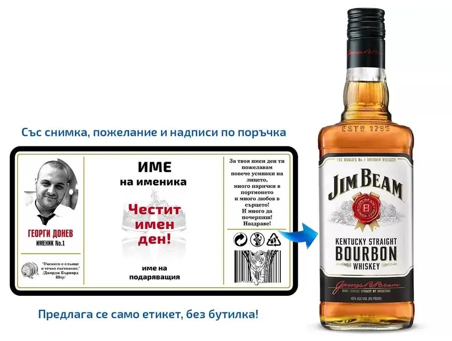 Персонализиран етикет за уиски за Имен ден