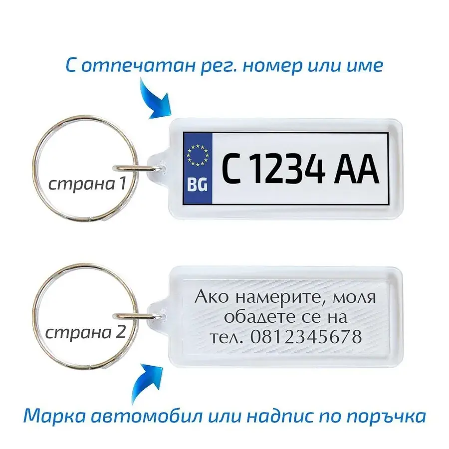 Пластмасов ключодържател с номер на автомобил